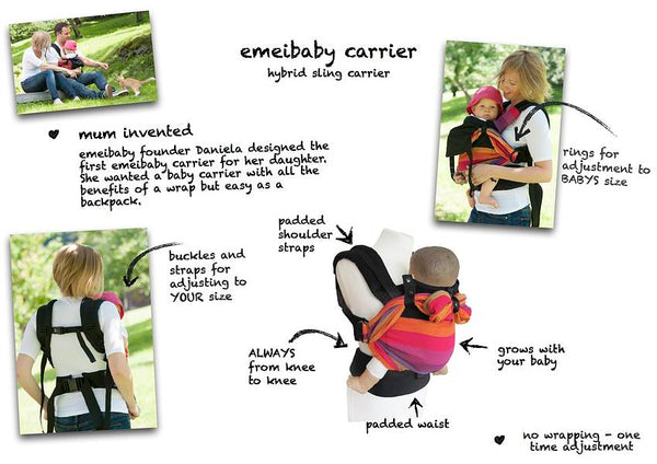 Mochila de porteo Emeibaby Easy - varios modelos - Nordic Baby