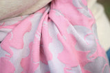 Fular Elephants Silver Pink Wool